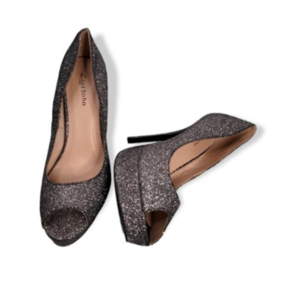 Zigi Soho Women's Shinning Silver Pewter Glitter Stiletto Pump Heels Size 10 - Picture 3 of 6
